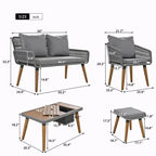 Set da 6 mobili per patio in corda con tavolo bar rinfrescante in legno di acacia