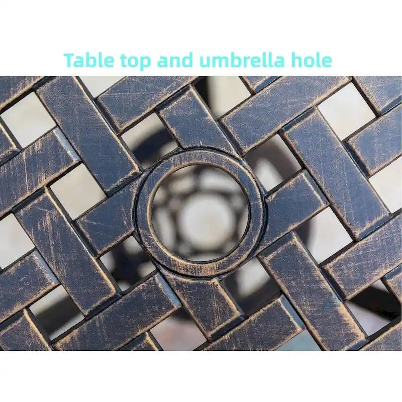 Ensemble de meubles de jardin en fonte d'aluminium antirouille, table ronde