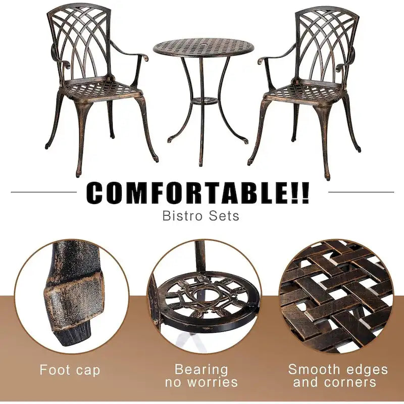 Ensemble de meubles de jardin en fonte d'aluminium antirouille, table ronde