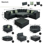 Set Divani da Esterno in Rattan da 7 Pezzi, Divano Chaise Longue in Rattan