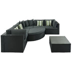 Set Divani da Esterno in Rattan da 7 Pezzi, Divano Chaise Longue in Rattan