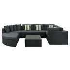 Set Divani da Esterno in Rattan da 7 Pezzi, Divano Chaise Longue in Rattan