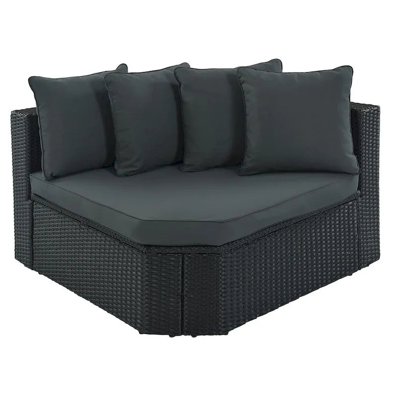 Set Divani da Esterno in Rattan da 7 Pezzi, Divano Chaise Longue in Rattan