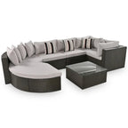 Set Divani da Esterno in Rattan da 7 Pezzi, Divano Chaise Longue in Rattan