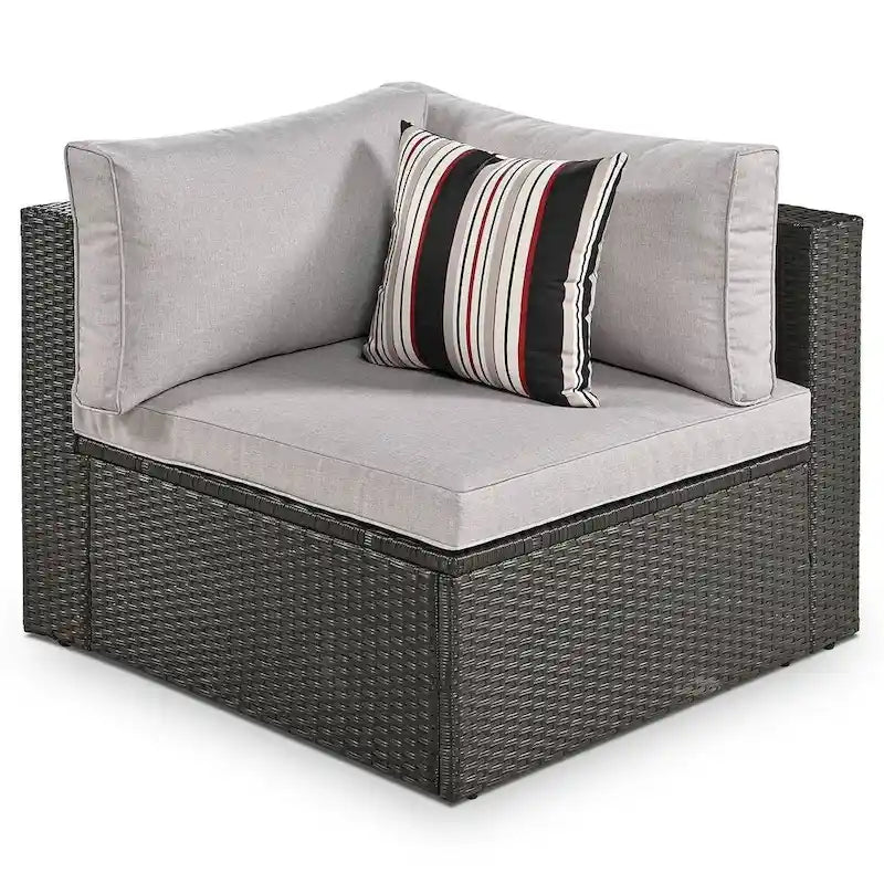 Set Divani da Esterno in Rattan da 7 Pezzi, Divano Chaise Longue in Rattan