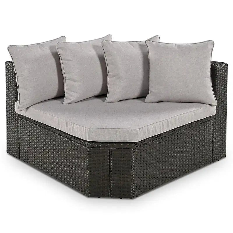 Set Divani da Esterno in Rattan da 7 Pezzi, Divano Chaise Longue in Rattan
