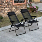 Set di 2 sedie pieghevoli da giardino, sedia a sdraio con schienale reclinabile, sedia da campeggio con poggiatesta rimovibile