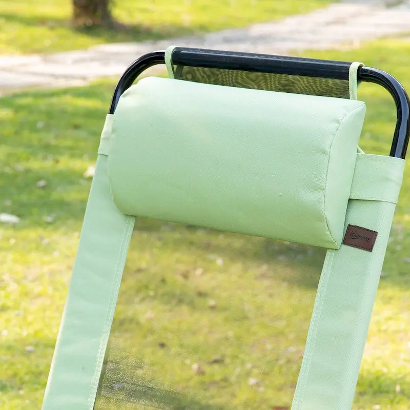 Set di 2 sedie pieghevoli da giardino, sedia a sdraio con schienale reclinabile, sedia da campeggio con poggiatesta rimovibile