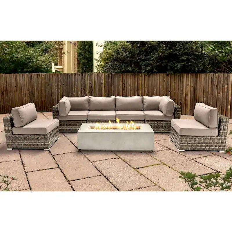 Set da 6 posti LSI con braciere e cuscini Sunbrella