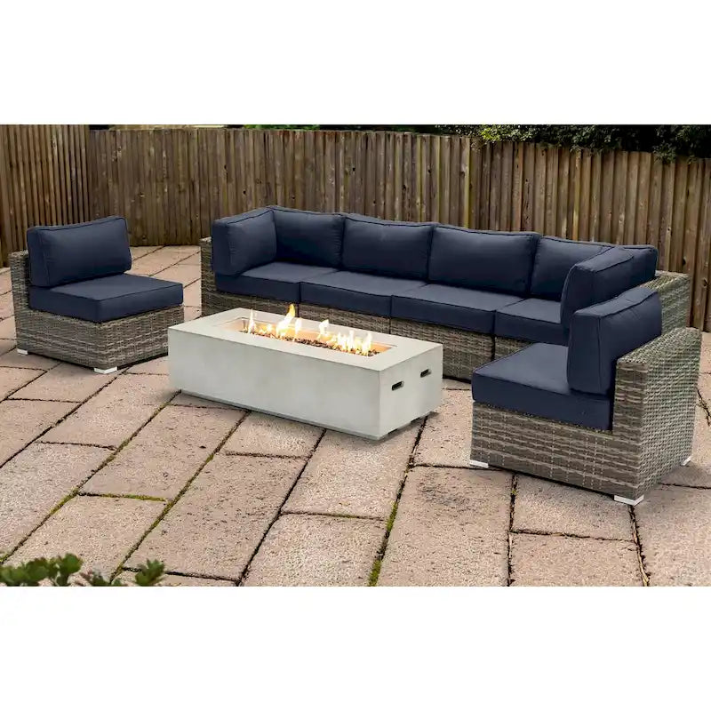 Set da 6 posti LSI con braciere e cuscini Sunbrella