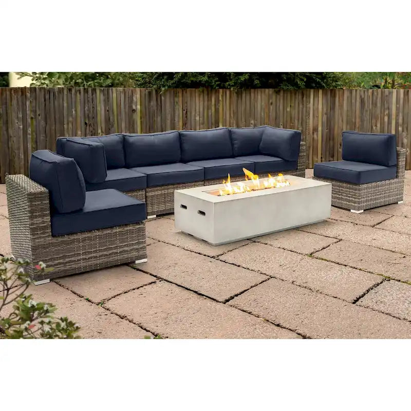 Set da 6 posti LSI con braciere e cuscini Sunbrella