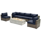 Set da 6 posti LSI con braciere e cuscini Sunbrella