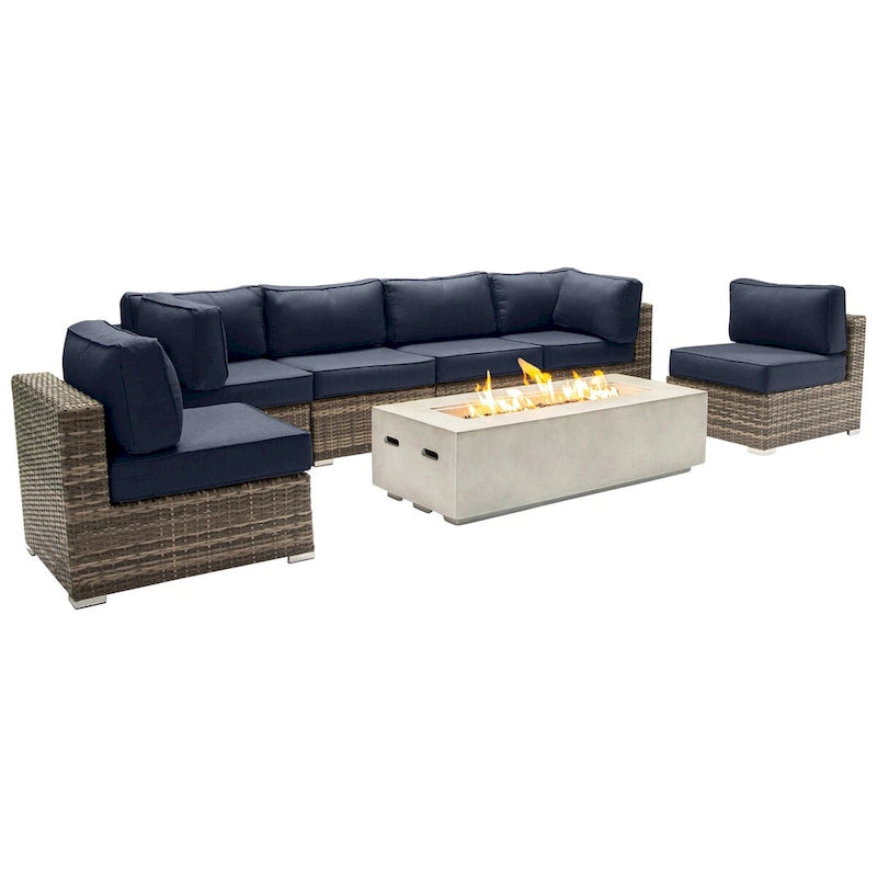 Set da 6 posti LSI con braciere e cuscini Sunbrella