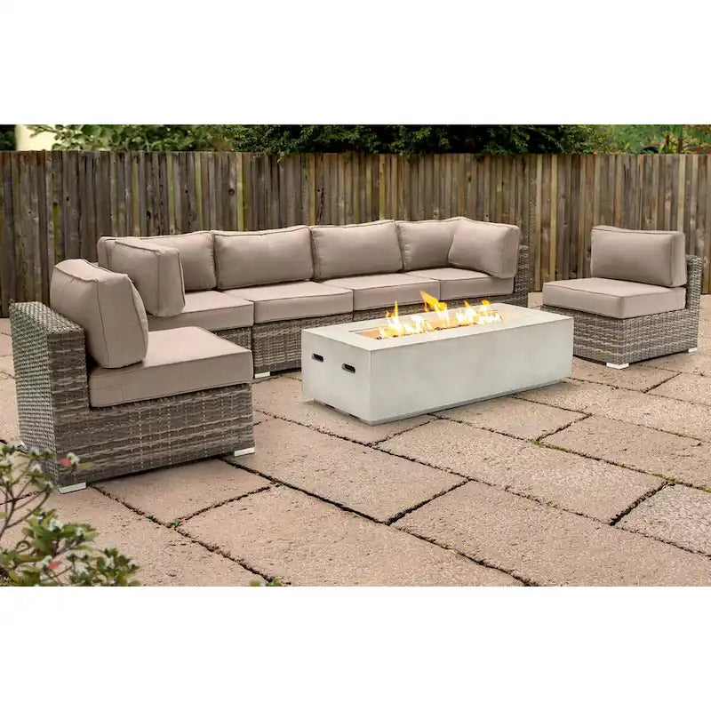 Set da 6 posti LSI con braciere e cuscini Sunbrella
