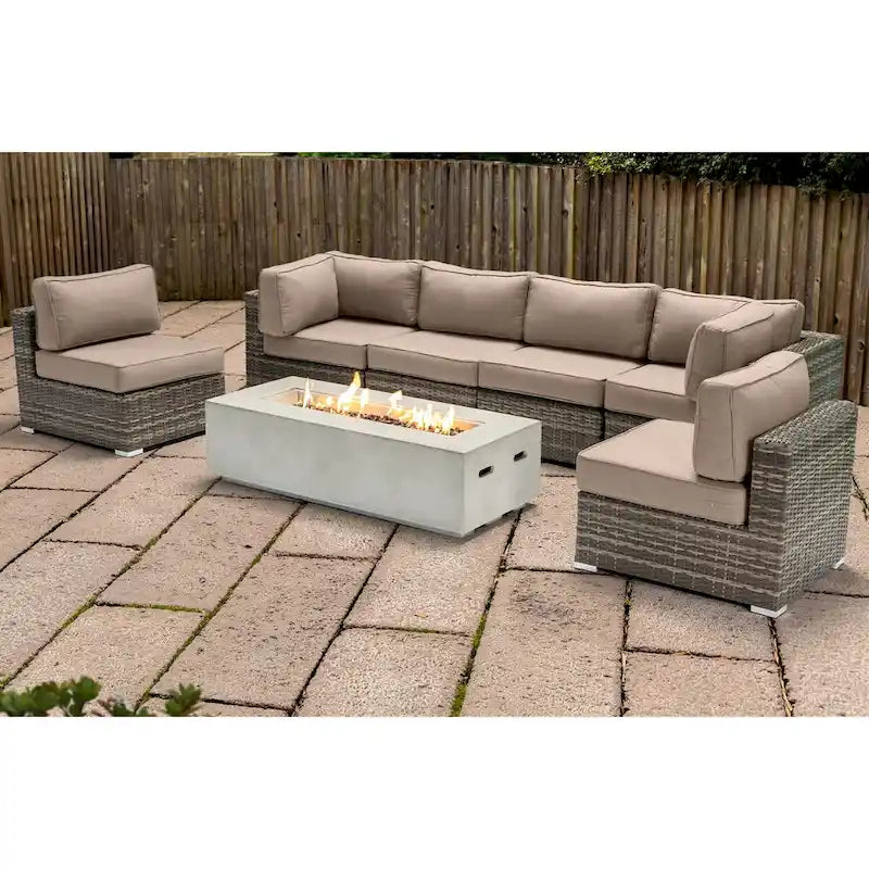 Set da 6 posti LSI con braciere e cuscini Sunbrella
