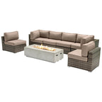 Set da 6 posti LSI con braciere e cuscini Sunbrella