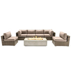 Set da 6 posti LSI con braciere e cuscini Sunbrella
