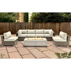 Set da 6 posti LSI con braciere e cuscini Sunbrella