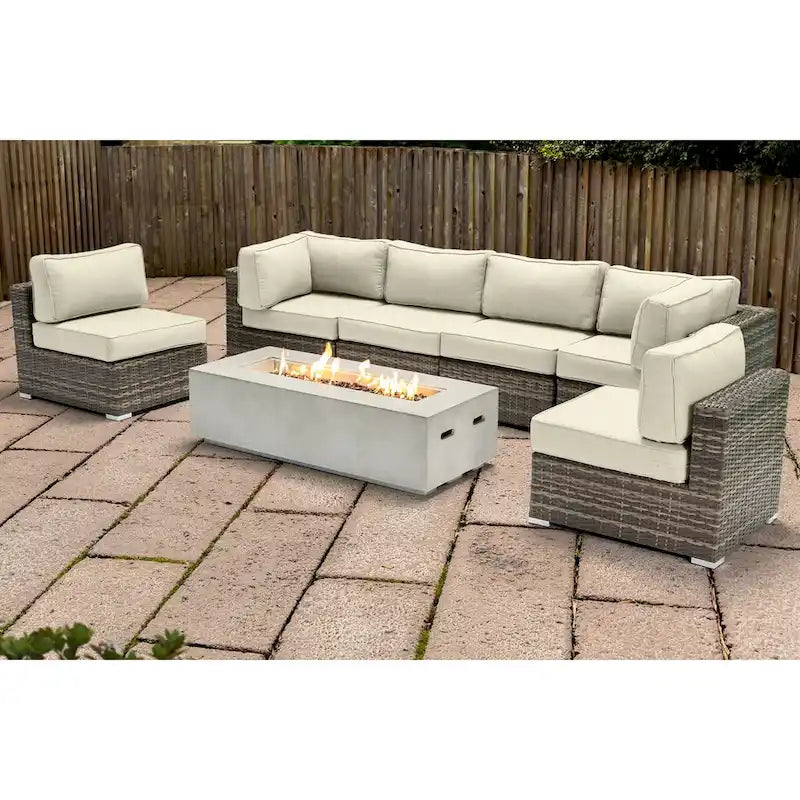 Set da 6 posti LSI con braciere e cuscini Sunbrella
