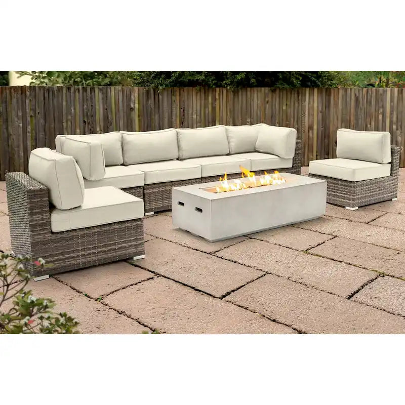Set da 6 posti LSI con braciere e cuscini Sunbrella