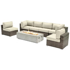Set da 6 posti LSI con braciere e cuscini Sunbrella