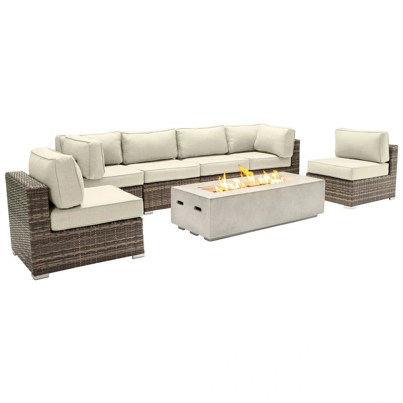 Set da 6 posti LSI con braciere e cuscini Sunbrella