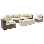 Set da 6 posti LSI con braciere e cuscini Sunbrella