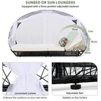 Oaks Aura Outdoor, Lettino Prendisole con Cuscino, Tenda e Cuscino Colorato, Sedie a Sdraio in Vimini, Reclinabili Regolabili per Giardino