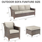Divano da esterno con sedie, pouf - Marrone