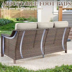 Divano da esterno con sedie, pouf - Marrone