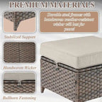 Divano da esterno con sedie, pouf - Marrone