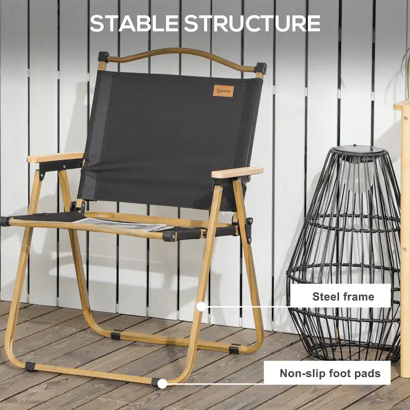 Sedia da campeggio pieghevole, confezione da 2, leggera e portatile, sedie a sdraio con braccioli per festival, picnic ed escursioni
