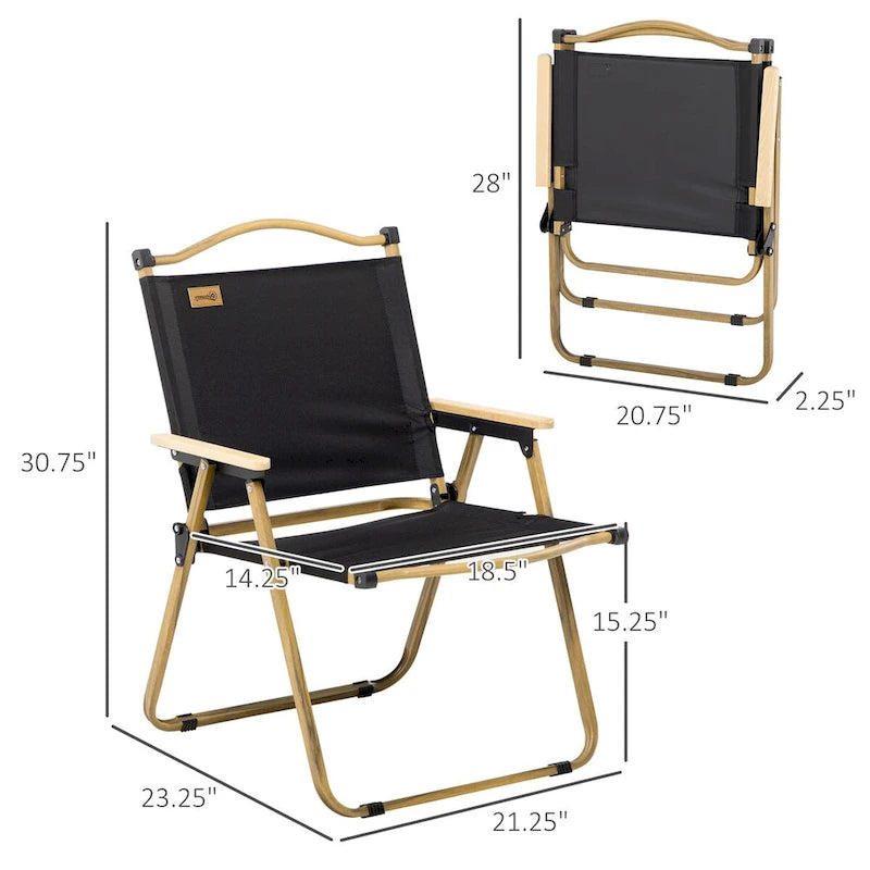 Sedia da campeggio pieghevole, confezione da 2, leggera e portatile, sedie a sdraio con braccioli per festival, picnic ed escursioni