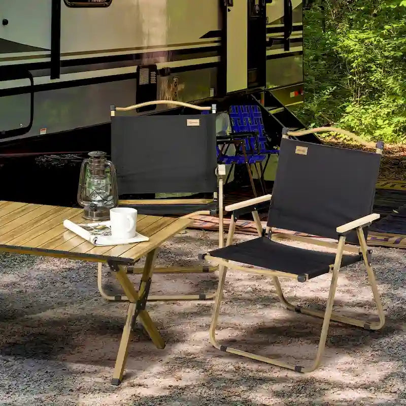 Sedia da campeggio pieghevole, confezione da 2, leggera e portatile, sedie a sdraio con braccioli per festival, picnic ed escursioni