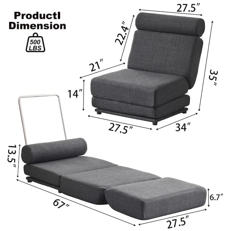 Poltrona Letto Singolo Pieghevole con Cuscino