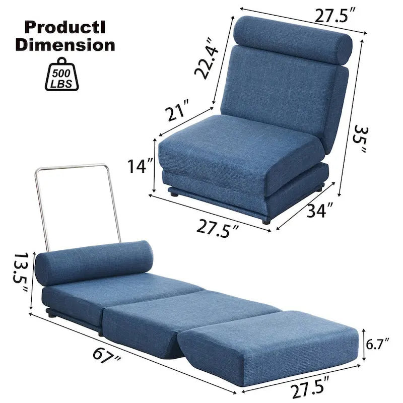 Poltrona Letto Singolo Pieghevole con Cuscino