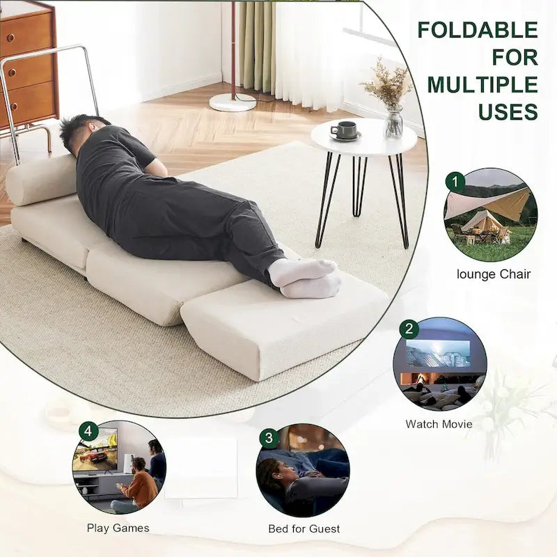 Poltrona Letto Singolo Pieghevole con Cuscino
