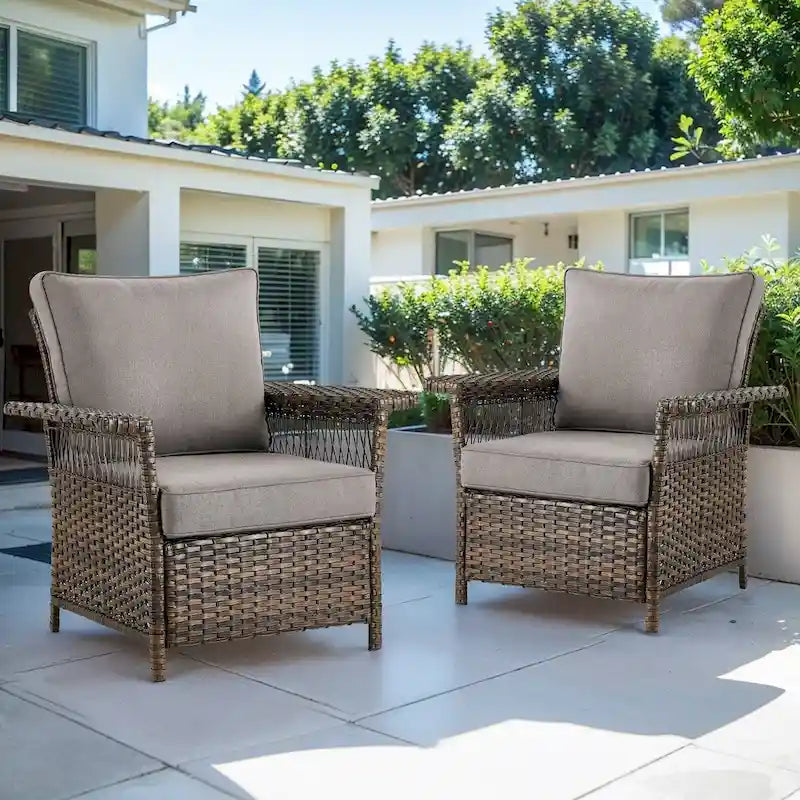 Gymojoy Sedie Club da Giardino in Rattan Intrecciato - Marrone