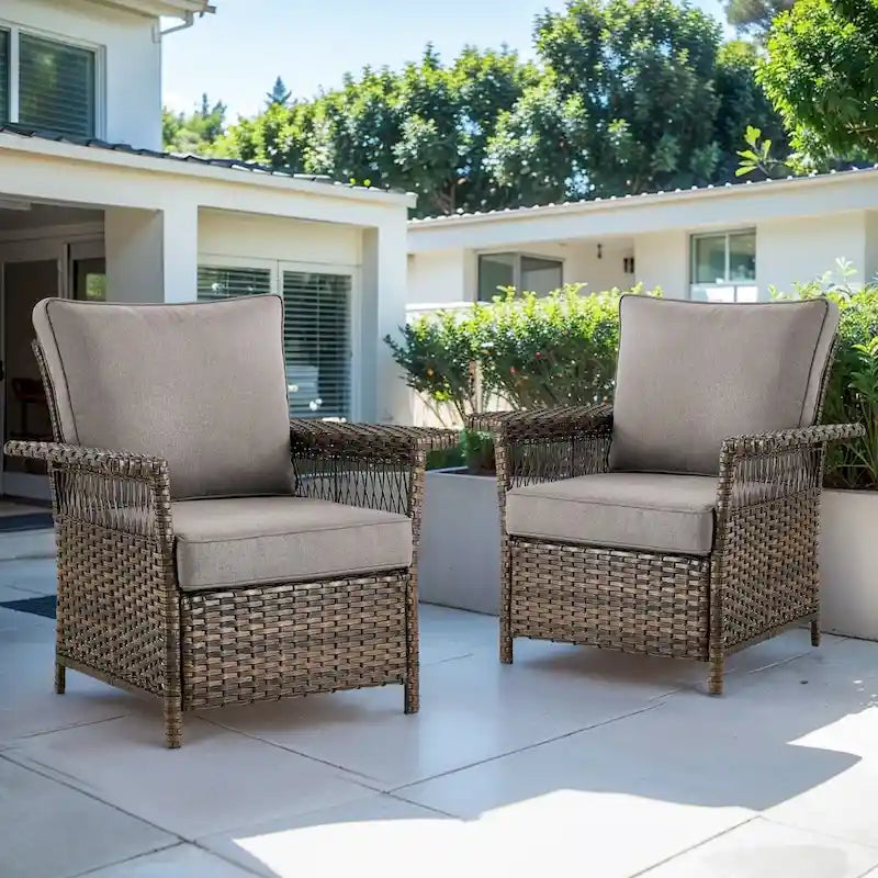 Gymojoy Sedie Club da Giardino in Rattan Intrecciato - Marrone