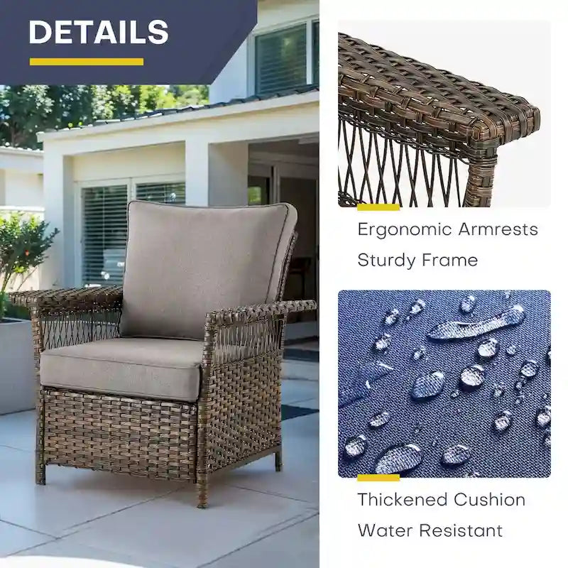 Gymojoy Sedie Club da Giardino in Rattan Intrecciato - Marrone