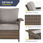 Gymojoy Sedie Club da Giardino in Rattan Intrecciato - Marrone
