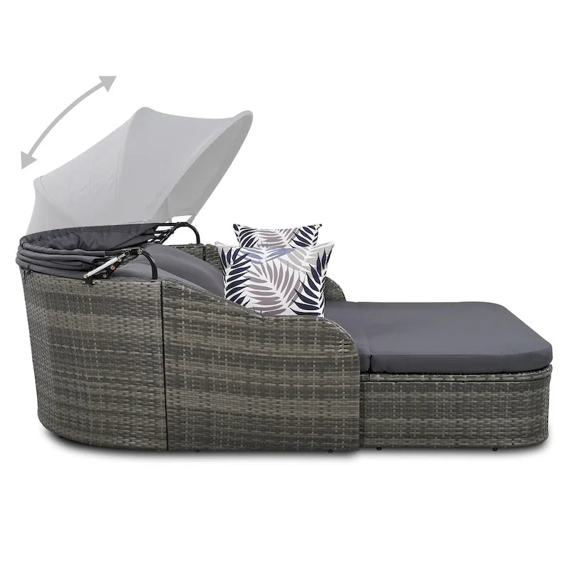 Set Divanetto Prendisole da Esterno Regolabile con Tettuccio