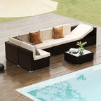 Set sezionale da esterno in vimini Pamapic a 7 pezzi
