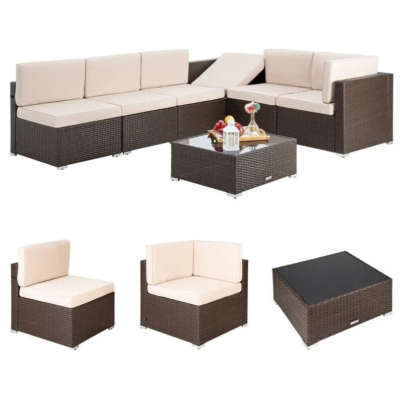 Set sezionale da esterno in vimini Pamapic a 7 pezzi