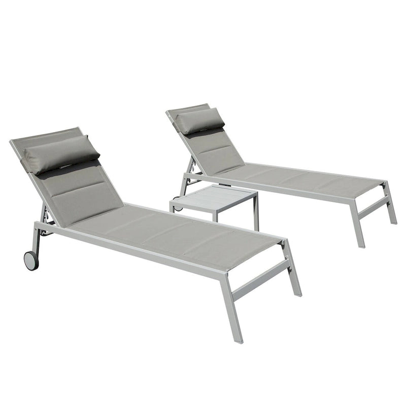 Set di 3 chaise longue da esterno