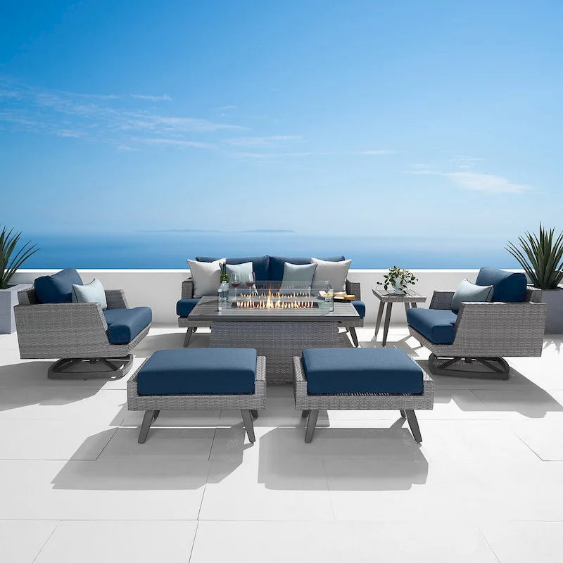 Set da Salotto da Esterno a Fuoco con Movimento in 7 Pezzi Portofino Casual Sunbrella