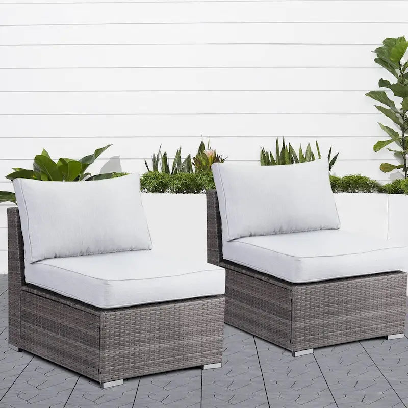 Divani senza braccioli da esterno Royalcraft in rattan PE, 2 pezzi