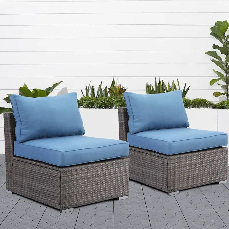 Divani senza braccioli da esterno Royalcraft in rattan PE, 2 pezzi