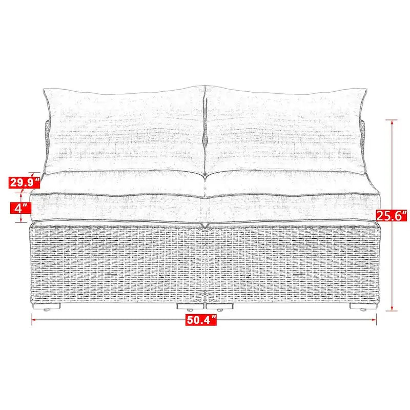 Divani senza braccioli da esterno Royalcraft in rattan PE, 2 pezzi