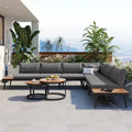 Grey Acacia Wood Outdoor Sectional Sofa Set